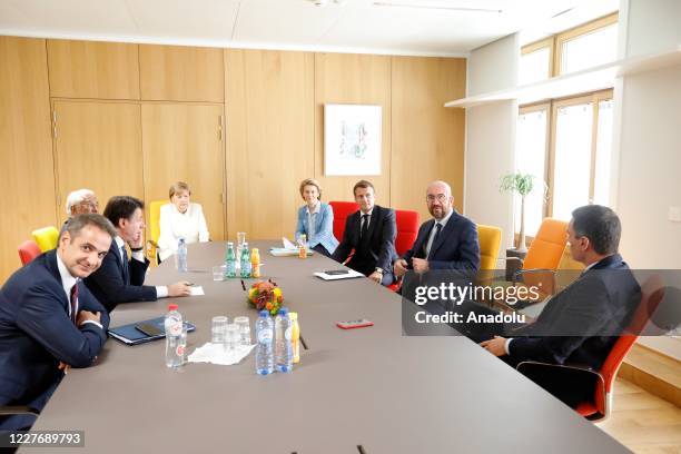 Greek Prime Minister Kyriakos Mitsotakis , Italian Prime Minister Giuseppe Conte , German Chancellor Angela Merkel , European Commission President...