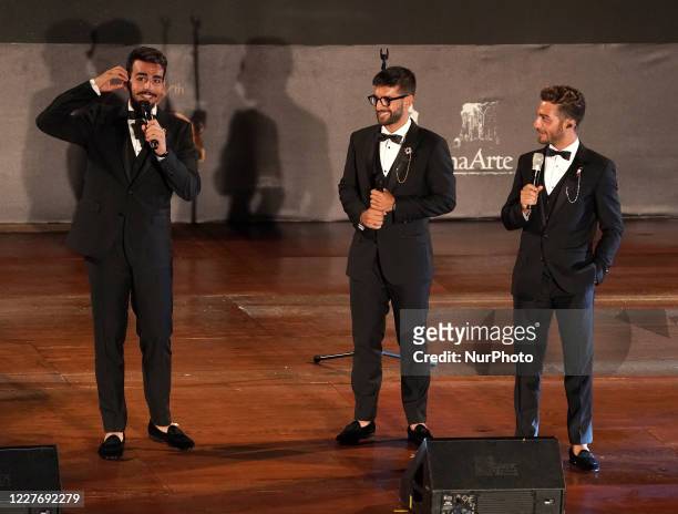 ''Il Volo'' dedicate a musical moment to the memory of Maestro Ennio Morricone in the suggestive ancient theater of Taormina with the presentation of...