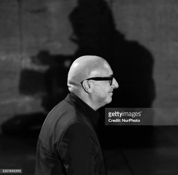 Image was converted to black and white) Domenico Dolce attends the ceremony in memory of Ennio Morricone in the suggestive ancient theater of...