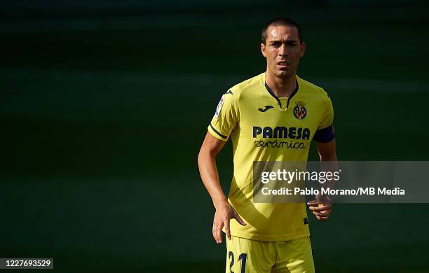 Bruno Soriano of Villarreal looks on during the Liga match between Villarreal CF and SD Eibar SAD at Estadio de la Ceramica on July 19, 2020 in...