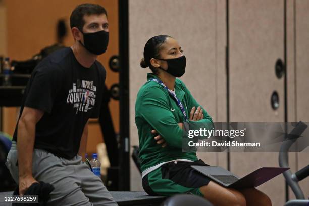 Allison Feaster of the Boston Celtics coaches during practice as part of the NBA Restart 2020 on July 19, 2020 in Orlando, Florida. NOTE TO USER:...