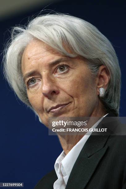 La ministre de l'Economie Christine Lagarde donne une conférence de presse afin de présenter le projet de loi de finances pour 2009 et le projet de...