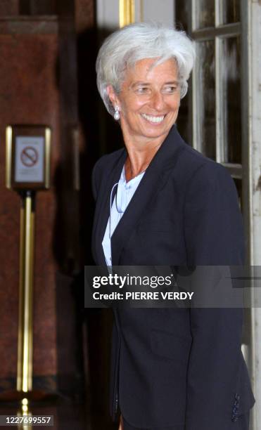 La ministre de l'Economie Christine Lagarde arrive le 18 août 2008 à l'Hôtel Matignon, pour participer à une réunion avec le Premier ministre...