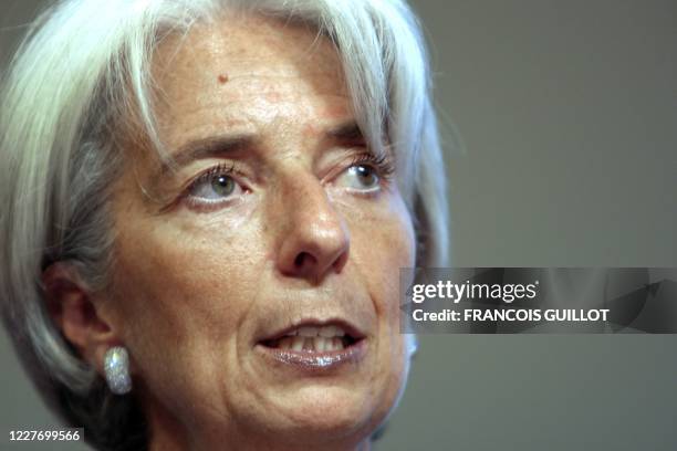 La ministre de l'Economie Christine Lagarde donne une conférence de presse afin de présenter le projet de loi de finances pour 2009 et le projet de...