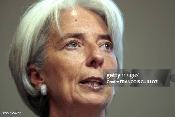 La ministre de l'Economie Christine Lagarde donne une conférence de presse afin de présenter le projet de loi de finances pour 2009 et le projet de...