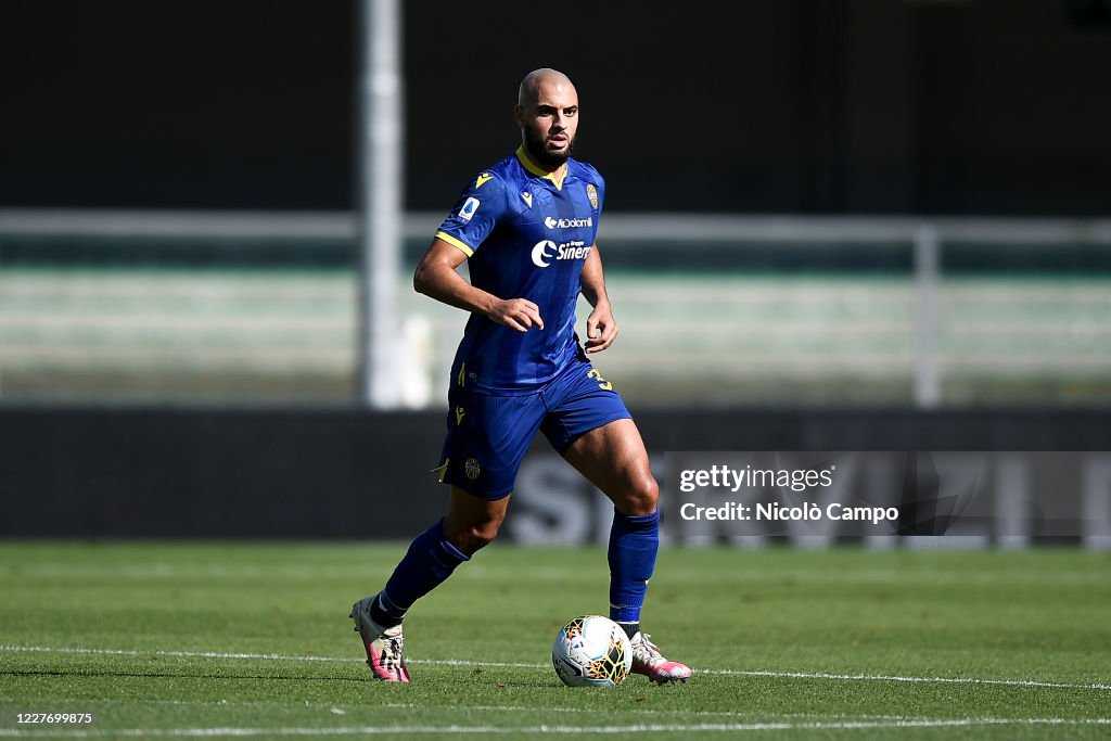 Sofyan Amrabat of Hellas Verona in action during the Serie A...