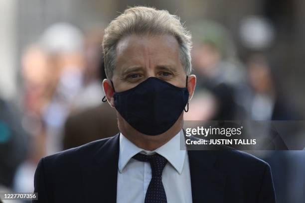 Former British spy Christopher Steele leaves the high court on July 20, 2020.