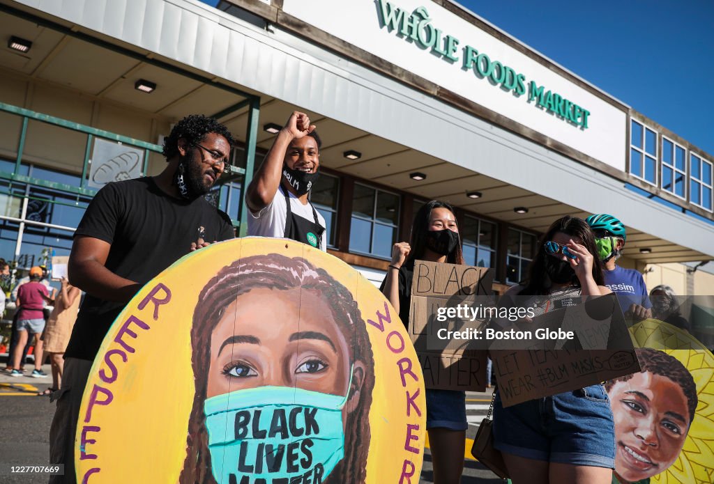 Demonstrators Protest Whole Foods For Dismissing Employees Wearing BLM Masks