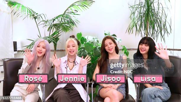 Episode 1287E -- Pictured in this screengrab: Musical guest Blackpink during an interview on June 26, 2020 --