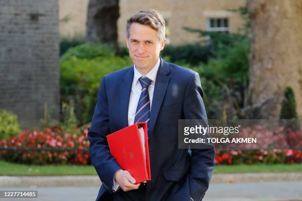 Britain's Education Secretary Gavin Williamson walks through Downing Street in central London to participate in the first in person cabinet meeting...