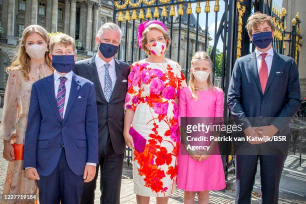 King Philippe of Belgium, Queen Mathilde of Belgium, Princess Elisabeth of Belgium, Prince Gabriel of Belgium, Princess Emmanuel of Belgium and...