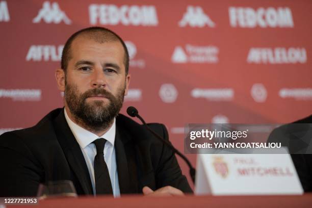 Paul Mitchell, sporting director of French L1 football club AS Monaco gives a press conference during the official presentation of the club's new...