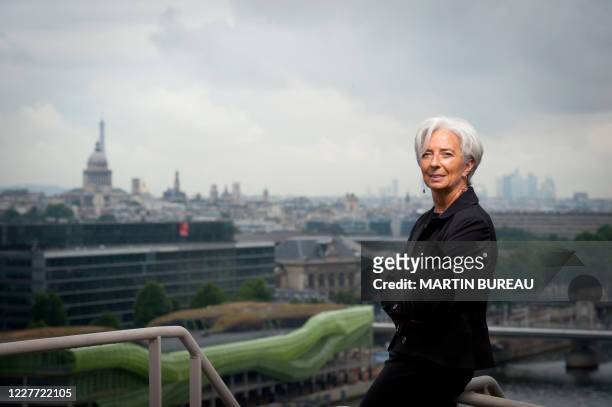 French Economy Minister Christine Lagarde candidate for the head of International Monetary Fund , poses on the heliport of her ministry, on June 14,...
