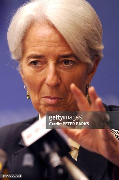 The head of the International Monetary Fund Christine Lagarde gestures at a press conference in Beijing on November 10, 2011. Legarde called for...