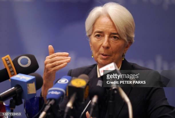 The head of the International Monetary Fund Christine Lagarde gestures at a press conference in Beijing on November 10, 2011. Legarde called for...