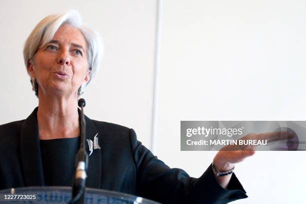 Christine Lagarde, ministre de l'Economie, de l'Industrie et de l'Emploi s'exprime le 24 mars 2009 à Paris, lors d'un point de presse sur le projet...