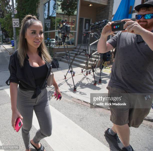 Marcella Zoia, also known as chair girl, leaves her lawyers office after hearing her sentence be delivered via teleconference. The 20-year-old was...