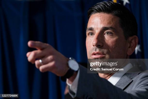 Secretary of Homeland Security Chad Wolf speaks during a press conference on the actions taken by Border Patrol and Homeland Security agents in...