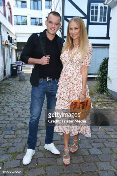 Jenny Elvers and her son Paul Elvers during the "Golden Things meets Pink Carpet" pre-closing Finissage at Studio 28 on July 21, 2020 in Hamburg,...
