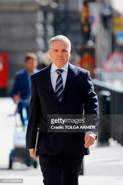 Russian tech entrepreneur Alexej Gubarev arrives at the High Court in London on July 22 to attend his defamation trial against former UK intelligence...