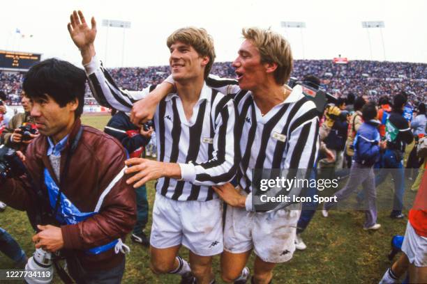 Michael LAUDRUP and Massimo BONINI of Juventus during the Intercontinental Cup, Toyota Cup, match between Juventus and Argentinos Juniors, at...