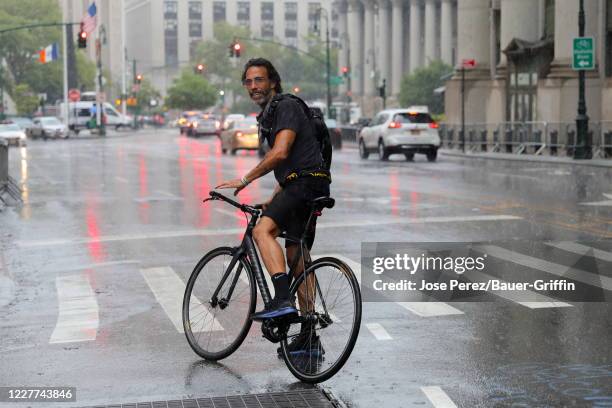 Carlos Leon is seen on his bicycle on July 22, 2020 in New York City.