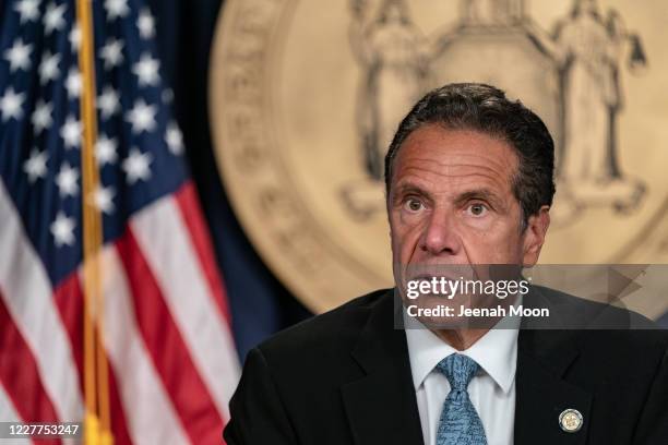 New York Gov. Andrew Cuomo speaks during the daily media briefing at the Office of the Governor of the State of New York on July 23, 2020 in New York...