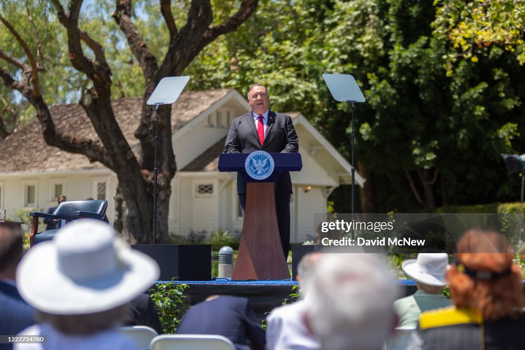 Secretary Of State Pompeo Delivers Speech On China At The Richard Nixon Presidential Library