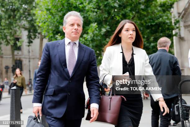 Former UK intelligence officer Christopher Steele arrives at the High Court in London on July 24 to attend his defamation trial brought by Russian...