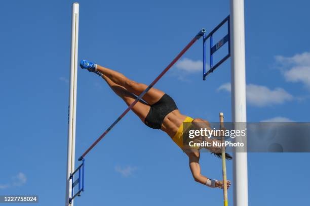 The absolute Italian champion Sonia Malavisi during the pole vault, on the occasion of the sixty years of the Raul Guidobaldi stadium in Rieti,...