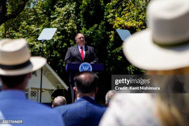 Secretary of State Michael R. Pompeo speaks at the Richard Nixon Presidential Liubrary and Museum on Thursday, July 23, 2020 in Yorba Linda, CA....