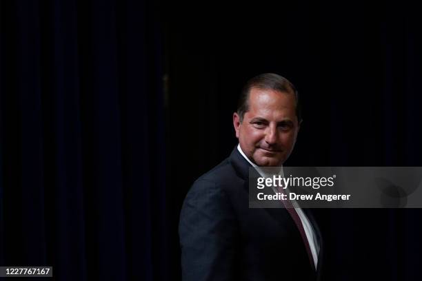 Secretary of Health and Human Services Alex Azar attends an event where U.S. President Donald Trump signed executive orders on prescription drug...