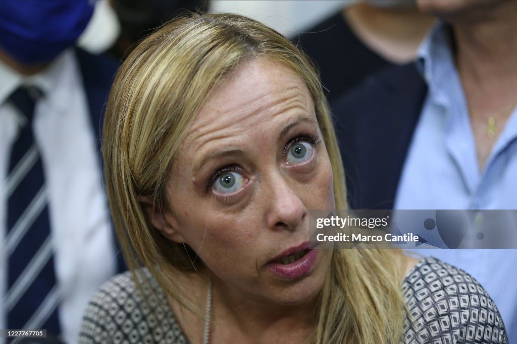 Giorgia Meloni, leader of the Fratelli D'Italia political...