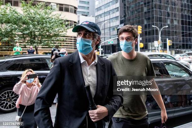 Michael Cohen, President Trump's former attorney arrives at his Park Avenue home after being released from federal prison on July 24, 2020 in New...