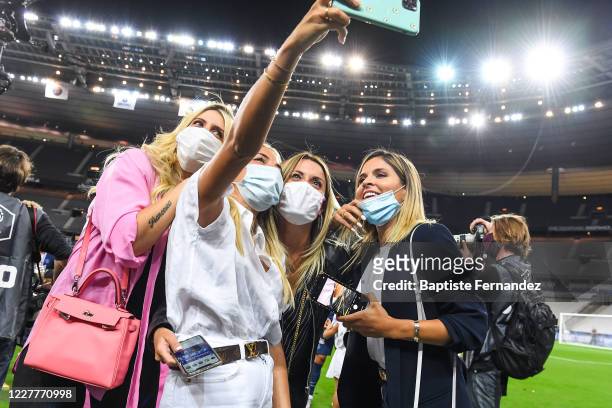 Wanda NARA, Camila GALANTE, Jorgelina CARDOSO take a selfie after the French Cup Final soccer match between Paris Saint Germain and Saint Etienne at...