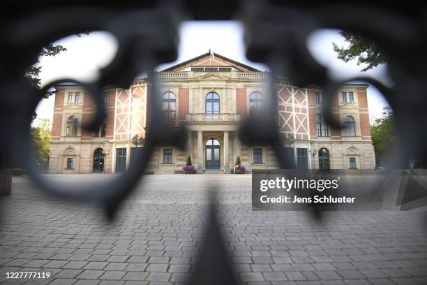 The 'Festspielhaus auf dem Gruenen Huegel' festival house on the Green Hill, the venue of the Bayreuth Music Festival , is seen on July 25, 2020 in...