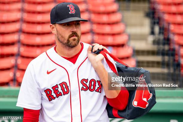 Heath Hembree of the Boston Red Sox looks on before a game against the Baltimore Orioles on July 25, 2020 at Fenway Park in Boston, Massachusetts....