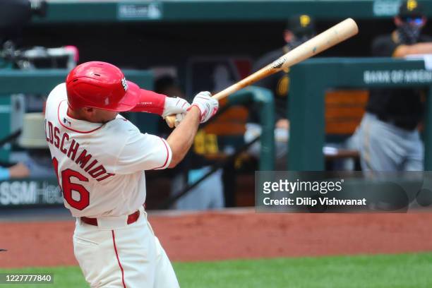 Paul Goldschmidt home run against the Pittsburgh Pirates in the first inning at Busch Stadium on July 25, 2020 in St Louis, Missouri. The 2020 season...