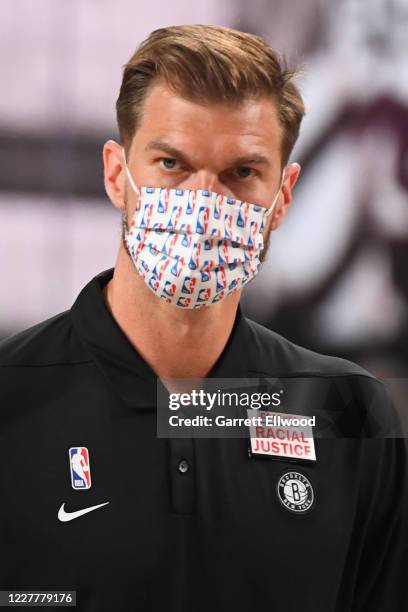 Close up shot of Tiago Splitter of the Brooklyn Nets during the game against the San Antonio Spurs on July 25, 2020 in Orlando, Florida at The Arena...