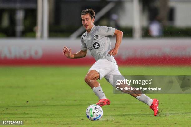 Montreal Impact forward Bojan Krkic controls the ball during the soccer match between Orlando City SC and the Montreal Impact on July 25 at ESPN Wide...