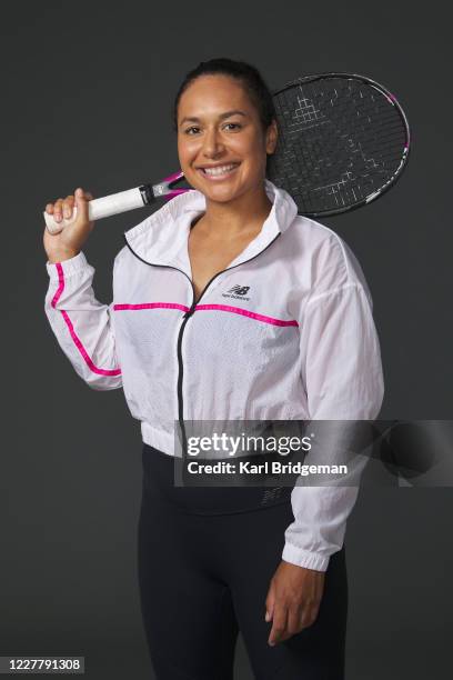 Heather Watson poses for a portrait prior to the St. James's Place Battle of the Brits Team Tennis at National Tennis Centre on July 26, 2020 in...