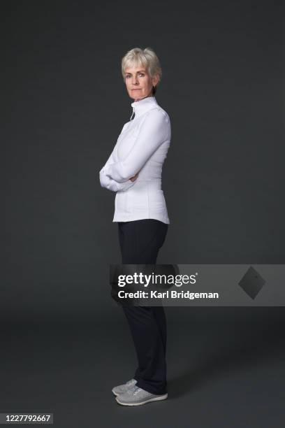 Judy Murray poses for a portrait prior to the St. James's Place Battle of the Brits Team Tennis at National Tennis Centre on July 26, 2020 in London,...