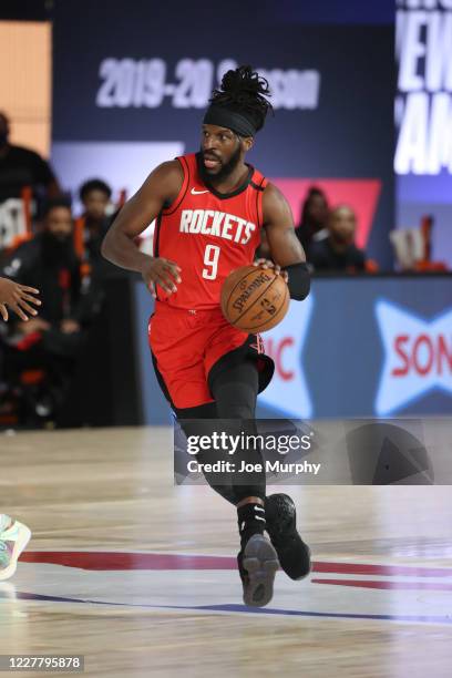 Orlando, FL DeMarre Carroll of the Houston Rockets drives to the basket during a scrimmage on July 26, 2020 at HP Field House at ESPN Wide World of...