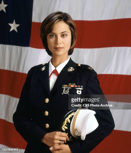 Gallery photo session for JAG, the U.S. Navy's Judge Advocate General's office. Pictured is Catherine Bell . Image dated August 8, 1998.