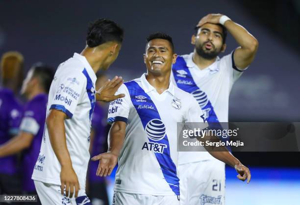 Osvaldo Martinez of Puebla celebrates his goal during the 1st round match between Mazatlan FC and Puebla as part of the Torneo Guard1anes 2020 Liga...