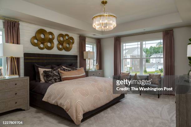 The Master Bedroom in the Danbury Model Home at Stonehaven on July 17, 2020 in White Plains Maryland.