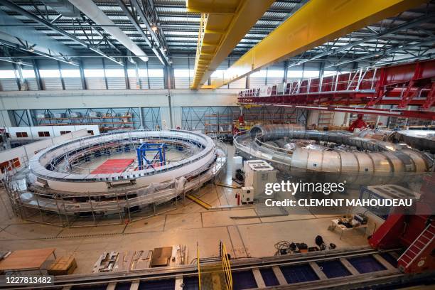 Picture shows the winding facility for the construction of poloidal field coils which will be part of the magnetic system that will contribute to...