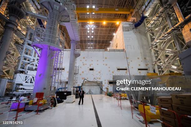 Picture shows the exterieur of the Takomak seen from the assembly hall during the launch of the assembly stage of nuclear fusion machine "Tokamak" of...