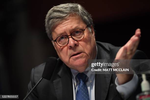 Attorney General William Barr testifies before the House Judiciary Committee hearing in the Congressional Auditorium at the US Capitol Visitors...