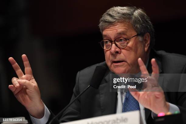 Attorney General William Barr appears before the House Judiciary Committee on July 28, 2020 on Capitol Hill in Washington D.C. In his first...